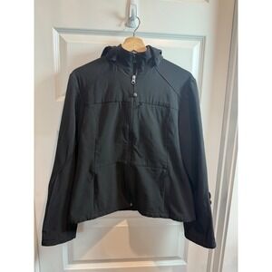 Fjall Womens Black Softshell Hooded Jacket Fleece Lined Full Zip Size M 70656
